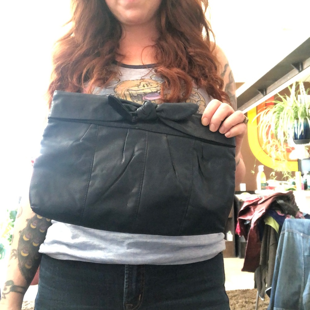 Vintage purse clutch handbag cobalt blue bow cute